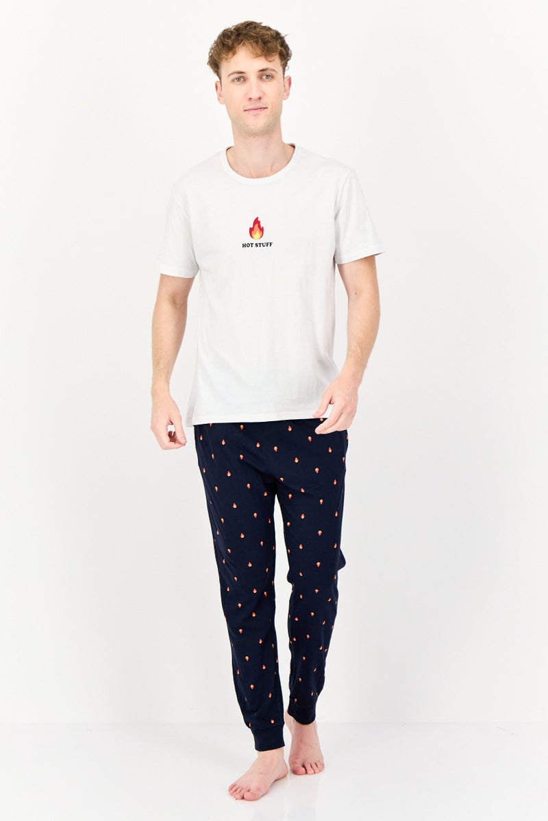 Celio Men 2pc Crew Neck Graphic Print Short Sleeves T-Shirt And Pant, Multicolor - Image 2